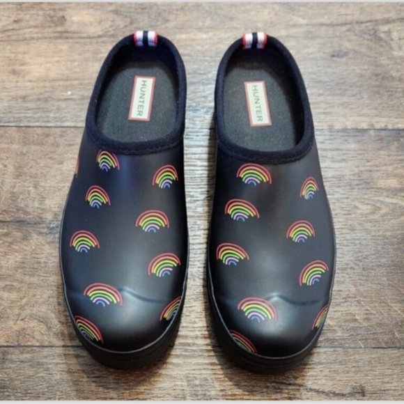 Hunter Original Waterproof Play Mini Rainbow Print Clogs - Picture 3 of 14